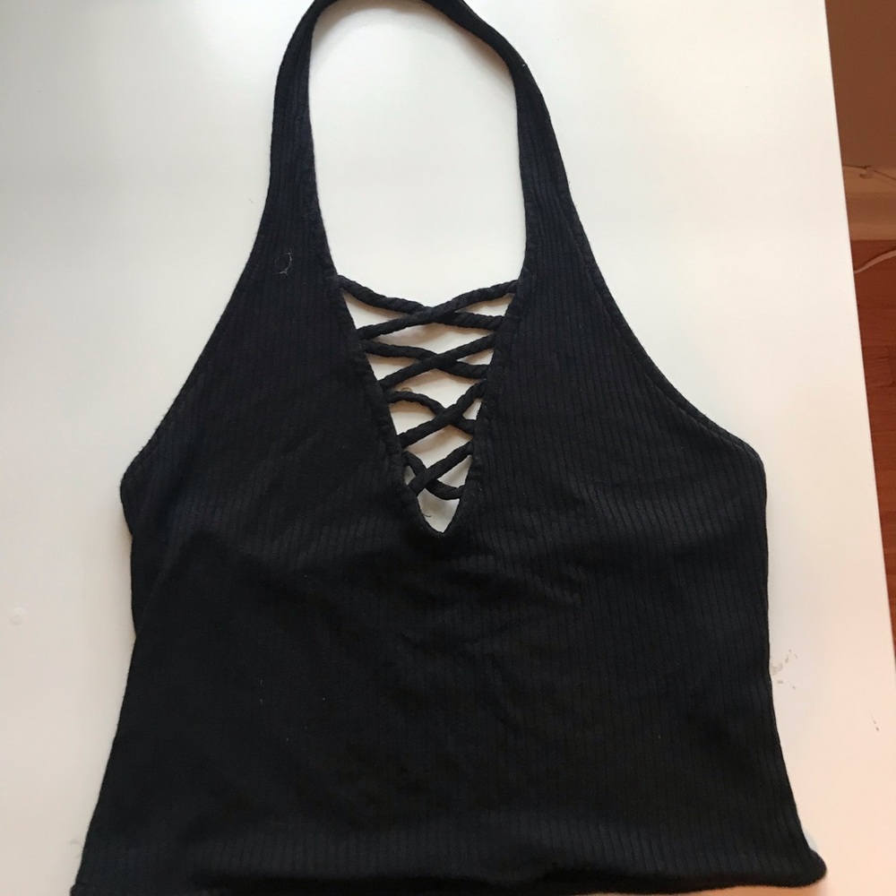Cute black halter crop top